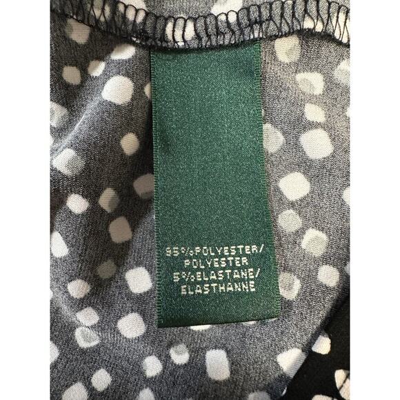 Lauren Ralph Lauren Women Twisted Front Dress 16 Black Dot Stretch Career Classy - Picture 10 of 12